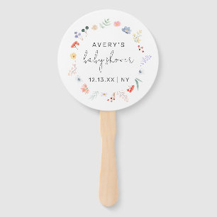 Simple Boho Wildflower Frame Baby Shower Hand Fan