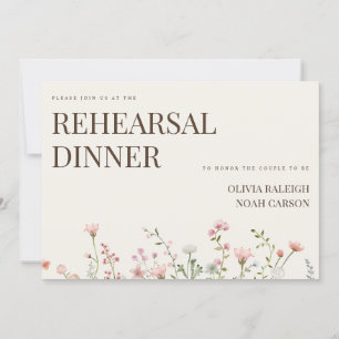 Simple Boho Wildflower Rehearsal Dinner Invitation