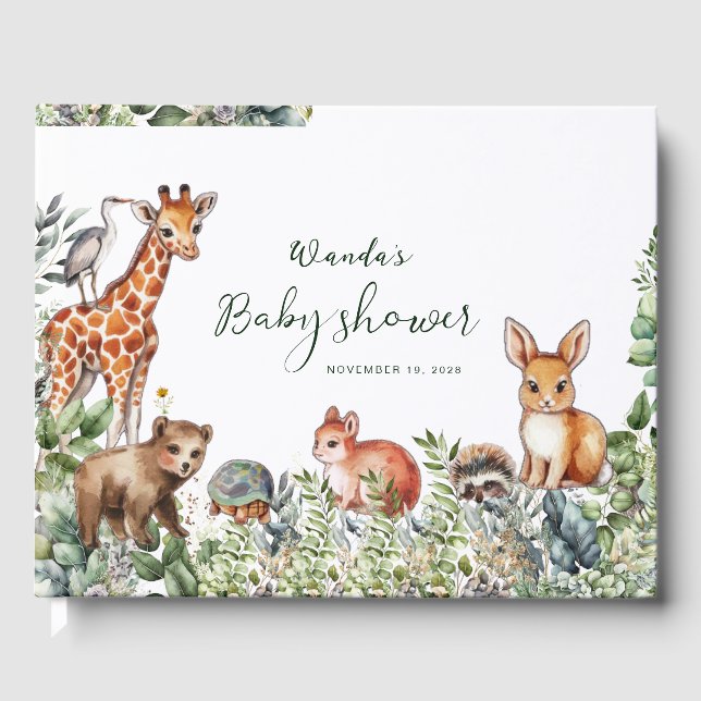 Simple Boho Woodland Baby Shower Guest Book (Front)