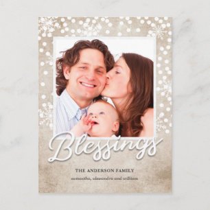 Simple Bokeh Blessings Religious Christmas Holiday Postcard