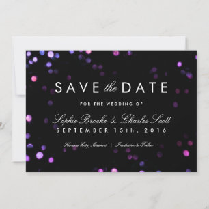 Simple Bokeh Glam Black & Pink Save the Date