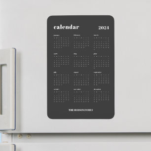 SImple Bold 2024 Dark Grey Calendar Magnet