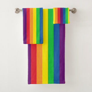 Simple Bold and Bright Vertical Rainbow Stripes Bath Towel Set