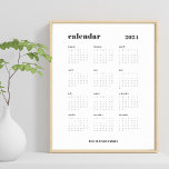 SImple Bold | Black and White 2024 Calendar Poster<br><div class="desc">Simple and bold. This 2024 calendar design features a modern set of fonts, a full 12 month year, against a white background and black text. The template is available in a 8.5 x 11 inch size for easy printing at home or download as a phone screensaver. Customise to make it...</div>