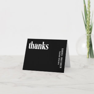 Simple Bold Black Minimal Modern Business Thank You Card