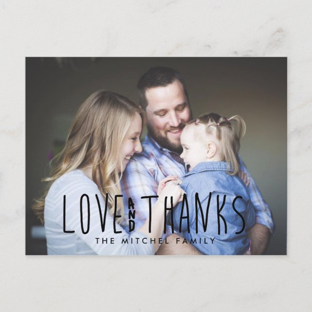Simple Bold & Black | Thank You Photo Postcard (Front)