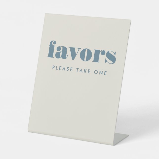 Simple Bold Blue Typography Table Wedding Favors Pedestal Sign (Front)