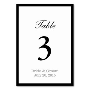 Simple Bold Border Double-sided Wedding Table Number