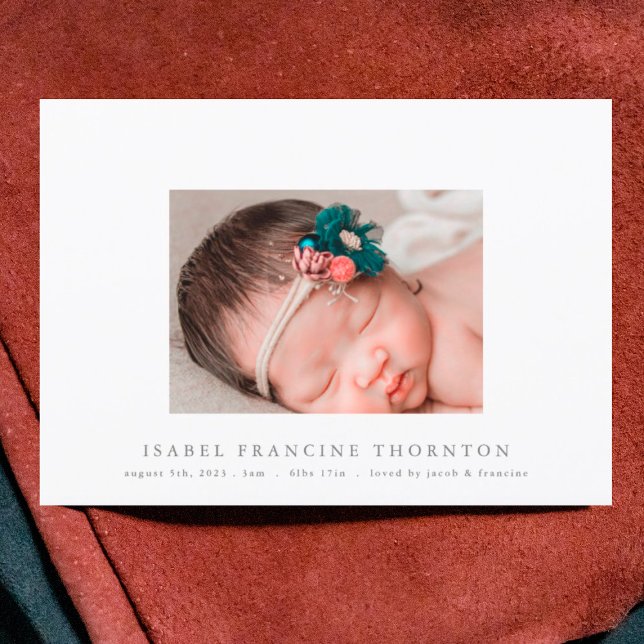 simple bold border photo baby birth announcement (Creator Uploaded)