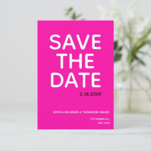 Simple Bold Bright Pink Typography Save The Date