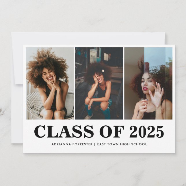 Simple Bold Class of 2025 Graduate Photo Collage Invitation (Front)