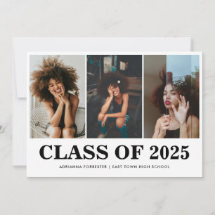 Simple Bold Class of 2025 Graduate Photo Collage Invitation