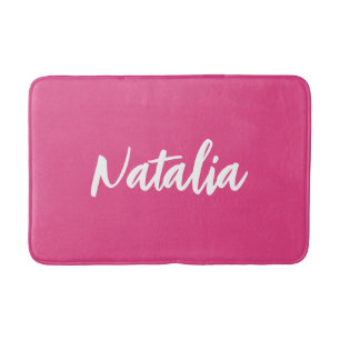 Simple Bold Custom Colour Stylish Girls Name Pink Bath Mat