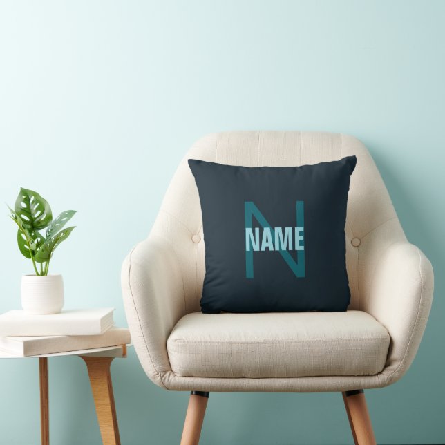 Simple Bold Customisable Monogrammed Name  Cushion (Chair)