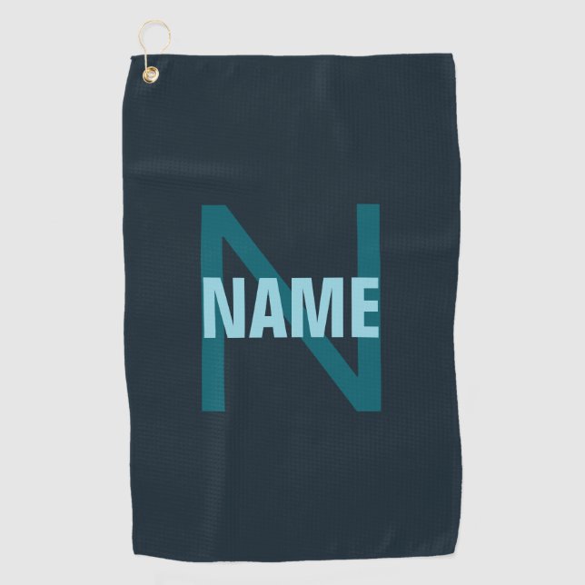 Simple Bold Customisable Monogrammed Name  Golf Towel (Front)