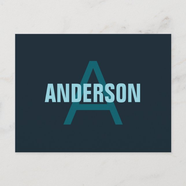 Simple Bold Customisable Monogrammed Name  Postcard (Front)