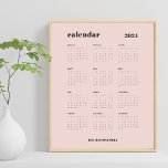 SImple Bold | Dusty Pink and Black 2024 Calendar Poster<br><div class="desc">Simple and bold. This 2024 calendar design features a modern set of fonts, a full 12 month year, against a dusty pink coloured background and black text. The template is available in a 8.5 x 11 inch size for easy printing at home or download as a phone screensaver. Customise to...</div>