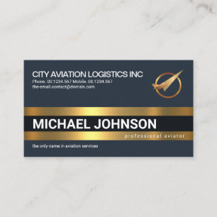 Simple Bold Gold Line Layers Logistics Transport Business Card
