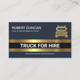Simple Bold Gold Line Logistics Truck Transport Business Card
