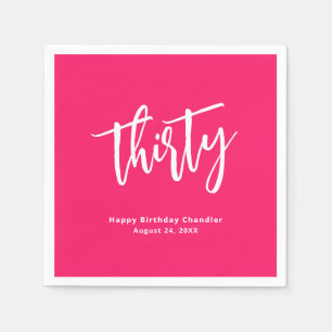 Simple Bold Hot Pink 30th Birthday Party Napkin