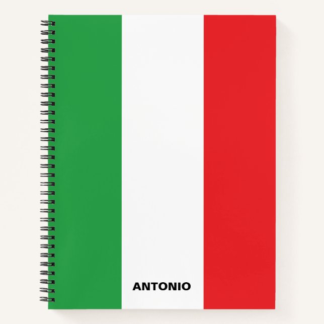 Simple Bold Italian Flag Personalised Notebook (Front)