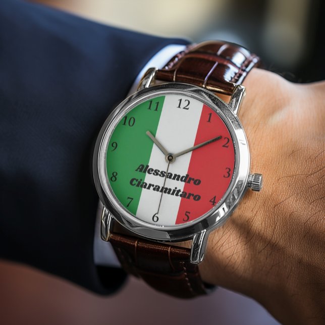 Simple Bold Italian Flag Personalised  Watch (Flag of Italy Italian Flag Personalized Watch
Orologio Con Bandiera Italiana)