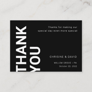 Simple bold letters Wedding black Thank you card