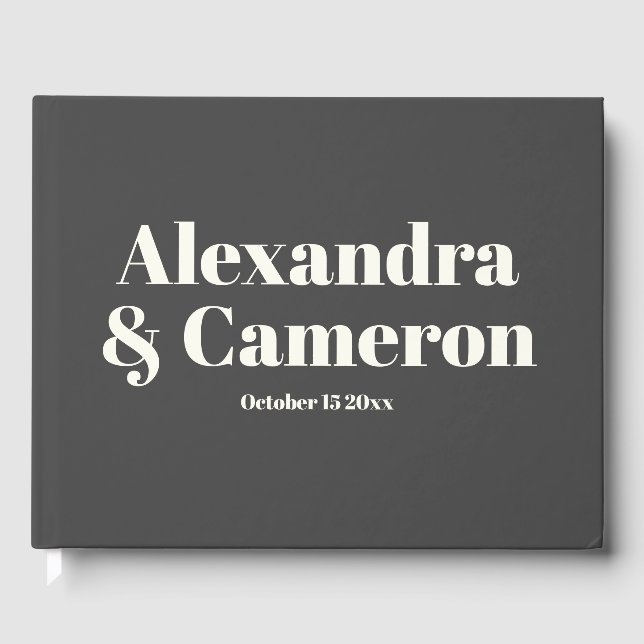Simple Bold Modern Aesthetic Custom Name Wedding Guest Book (Front)