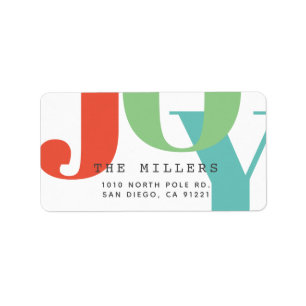 Simple Bold Modern JOY Holiday Adress Label