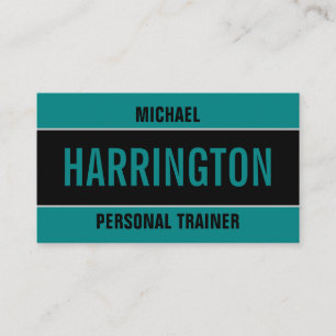 Simple Bold Modern Teal and Black Personal Trainer Business Card