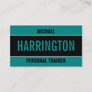Simple Bold Modern Teal and Black Personal Trainer Business Card