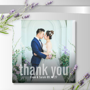 Simple Bold Modern Thank You Wedding Photo Magnet
