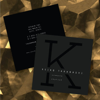 Simple Bold Monogram Modern Minimalist Stylist Square Business Card