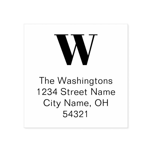 Simple Bold Monogram Return Address Personalised Rubber Stamp (Imprint)