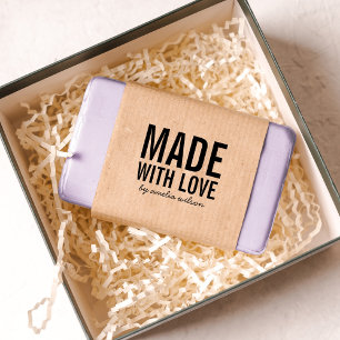 Simple Bold Personalise with Name Made with Love Self-inking Stamp