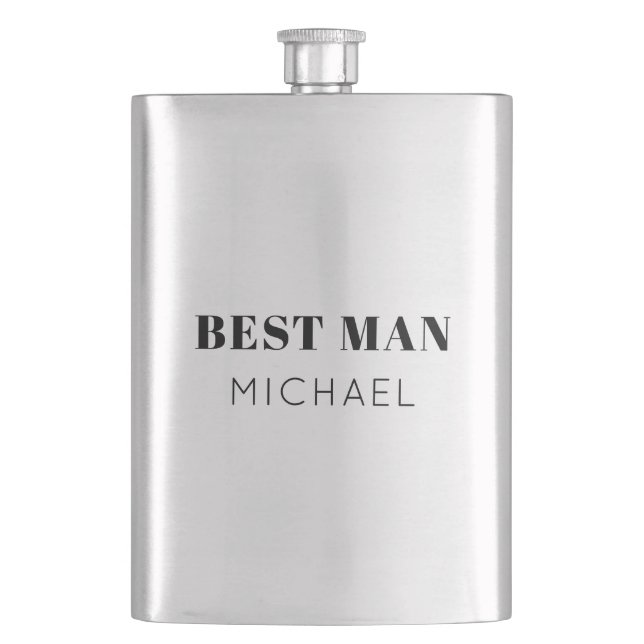Simple Bold Personalised Best Man Gift Drink Hip Hip Flask (Front)