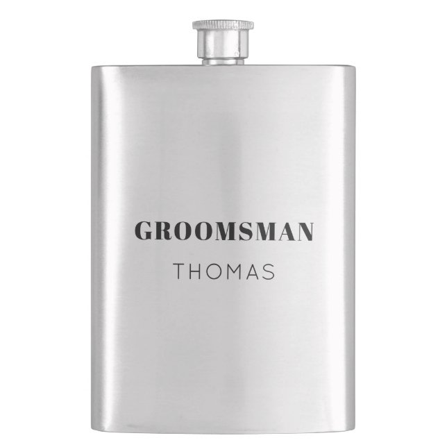 Simple Bold Personalised Groomsman Gift Drink Hip Hip Flask (Front)