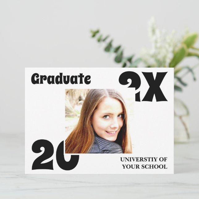 Simple Bold Photo Graduation Invitation (Standing Front)