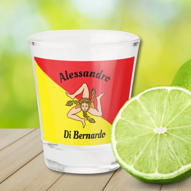 Simple Bold Sicily Sicilian Flag  Shot Glass (Flag of Sicily Personalized
Shot Glass)