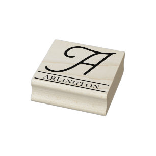 Simple Bold Single Initial Monogram Name #12 Rubber Stamp