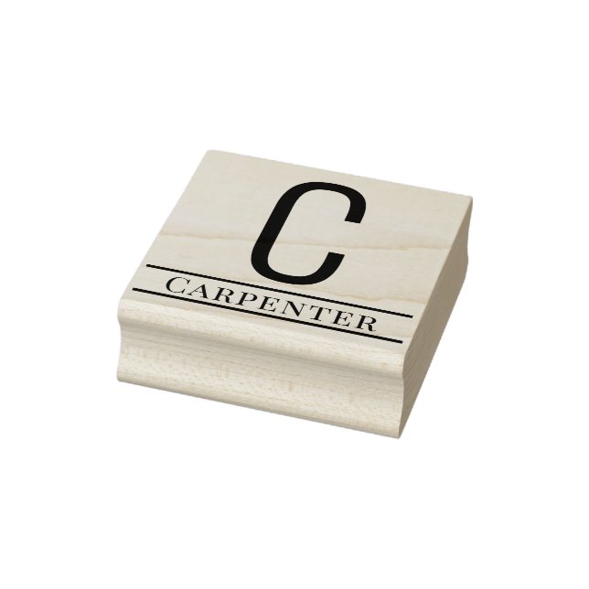 Simple Bold Single Initial Monogram Name #13 Rubber Stamp (Stamp)