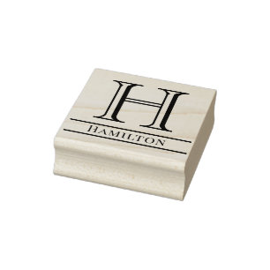 Simple Bold Single Initial Monogram Name #4S Rubber Stamp