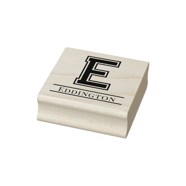 Simple Bold Single Initial Monogram Name #5 Rubber Stamp (Stamp)