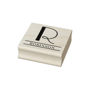 Simple Bold Single Initial Monogram Name #7 Rubber Stamp