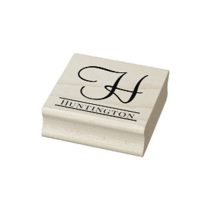 Simple Bold Single Initial Monogram Name #9 Rubber Stamp