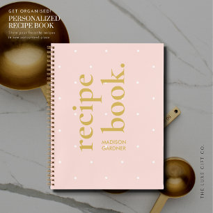 Simple Bold Stylish Blush and Polka Dot Recipe  Notebook
