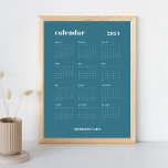 SImple Bold | Teal Blue  & White 2024 Calendar Poster<br><div class="desc">Simple and bold. This 2024 calendar design features a modern set of fonts, a full 12 month year, against a teal blue background and white text. The template is available in a 8.5 x 11 inch size for easy printing at home or download as a phone screensaver. Customise to make...</div>