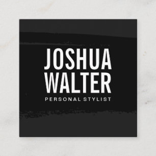Simple Bold Text Black Brushed Square Business Card
