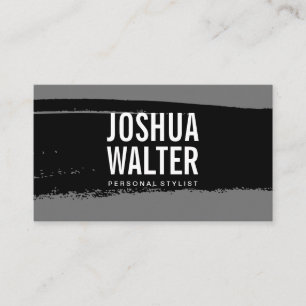 Simple Bold Text Black Grey Brushed Business Card
