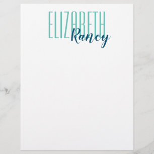 Simple Bold Type Aqua Blue Custom Letterhead